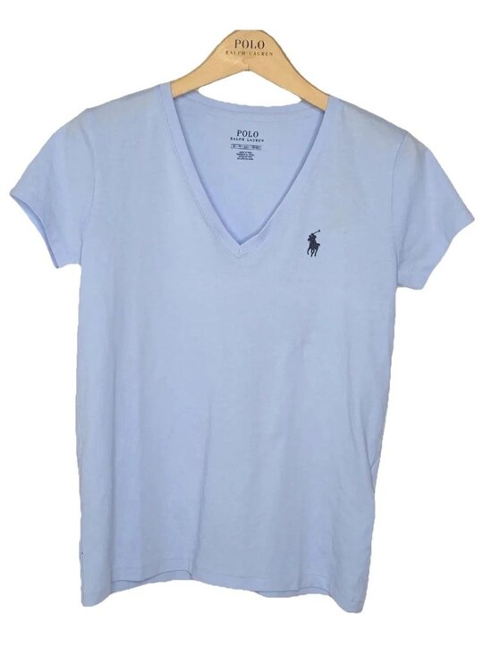 Polo Ralph Lauren Tops - Polo Ralph Lauren Womens XS Light Blue V Neck T Shirt Classic Fit Cotton Tee